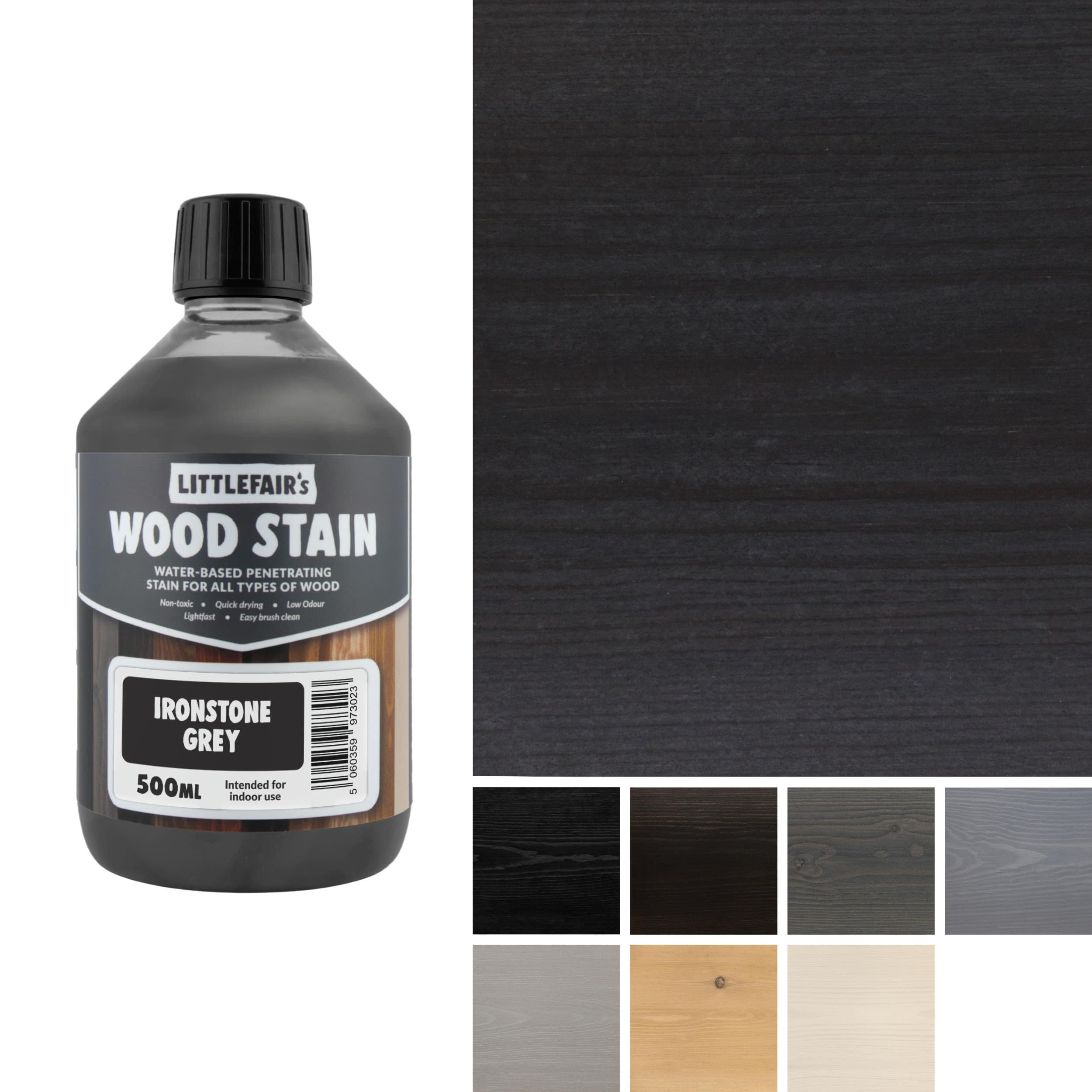 Littlefair's Wood Stain Water-Based - (Ironstone Grey) – Non-Toxic, Eco-Friendly & Quick Drying - Easy-to-Apply, Concentrated Formula for All Wood Types – 500ml