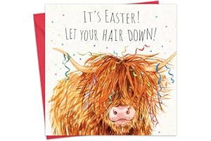Twizler Easter Card - Highland Cow - Funny Happy Easter Card for Wife Mom Daughter Granddaughter