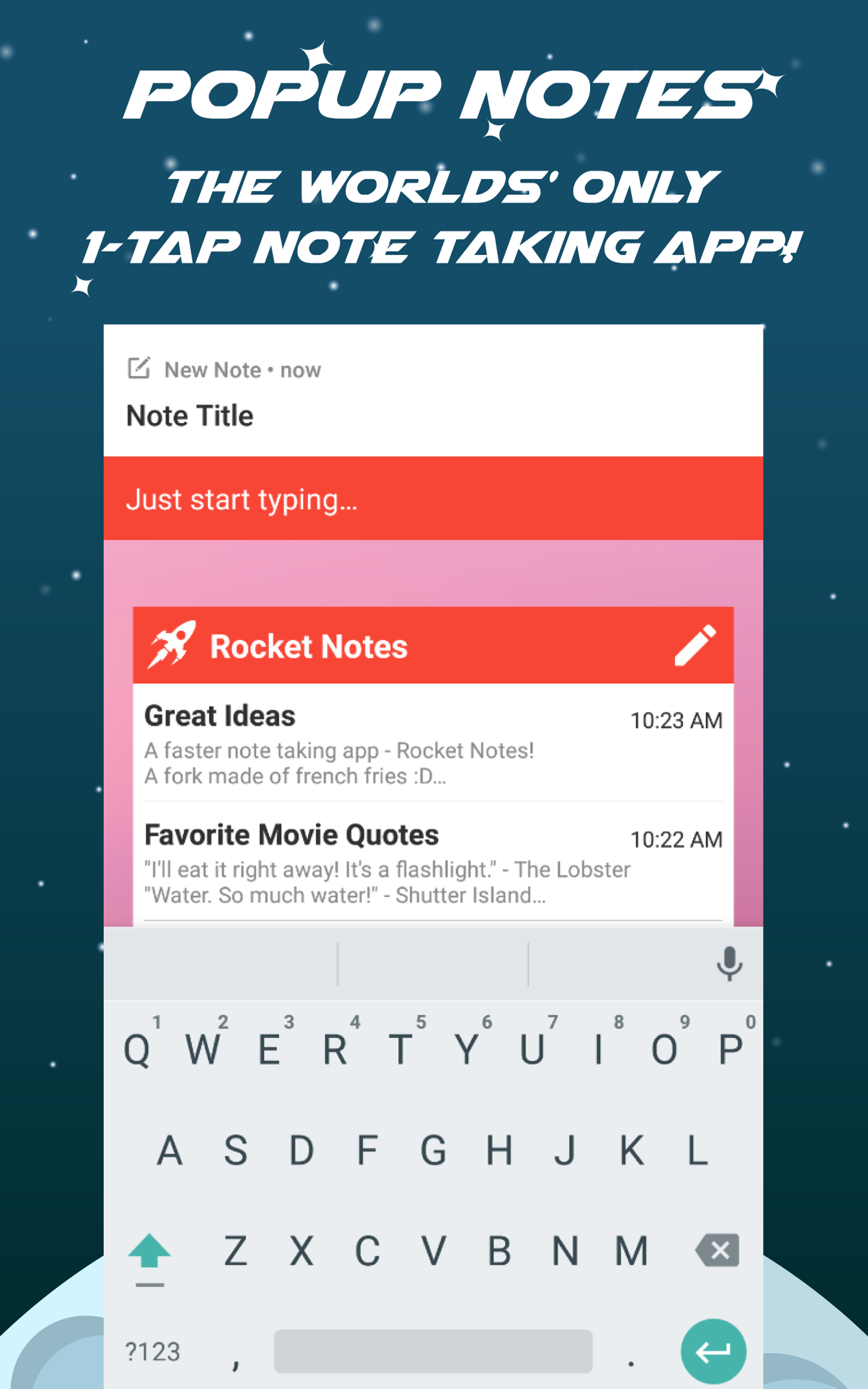 Rocket Notes World's Fastest Note Taking App! Appstore