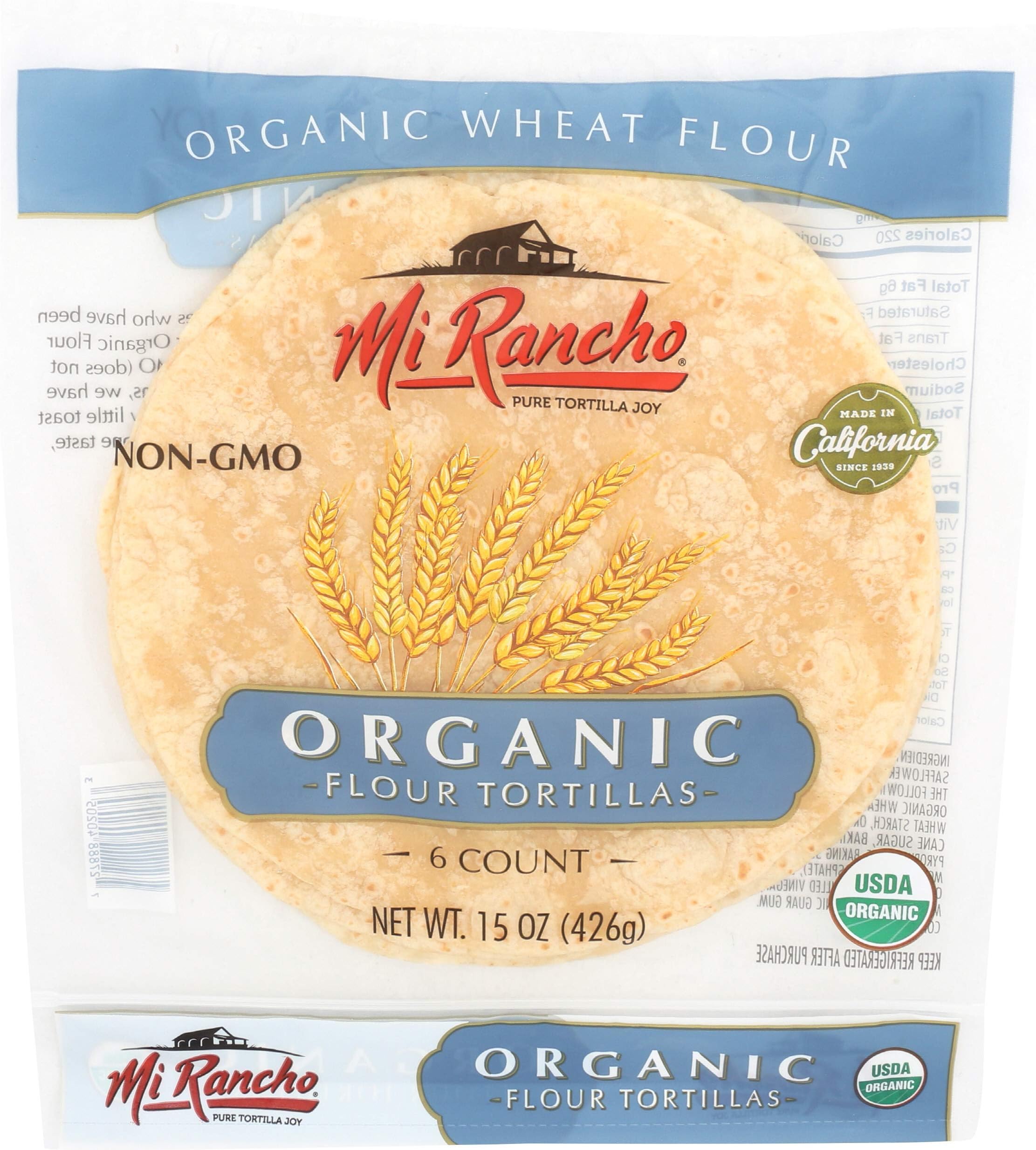 Mi Rancho, Tortillas Flour Large Organic 6 Count, 15 Ounce
