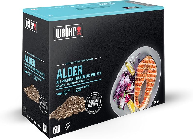 Weber Alderwood Wood Pellets 8kg for Smoking Fish FSC Certified EU