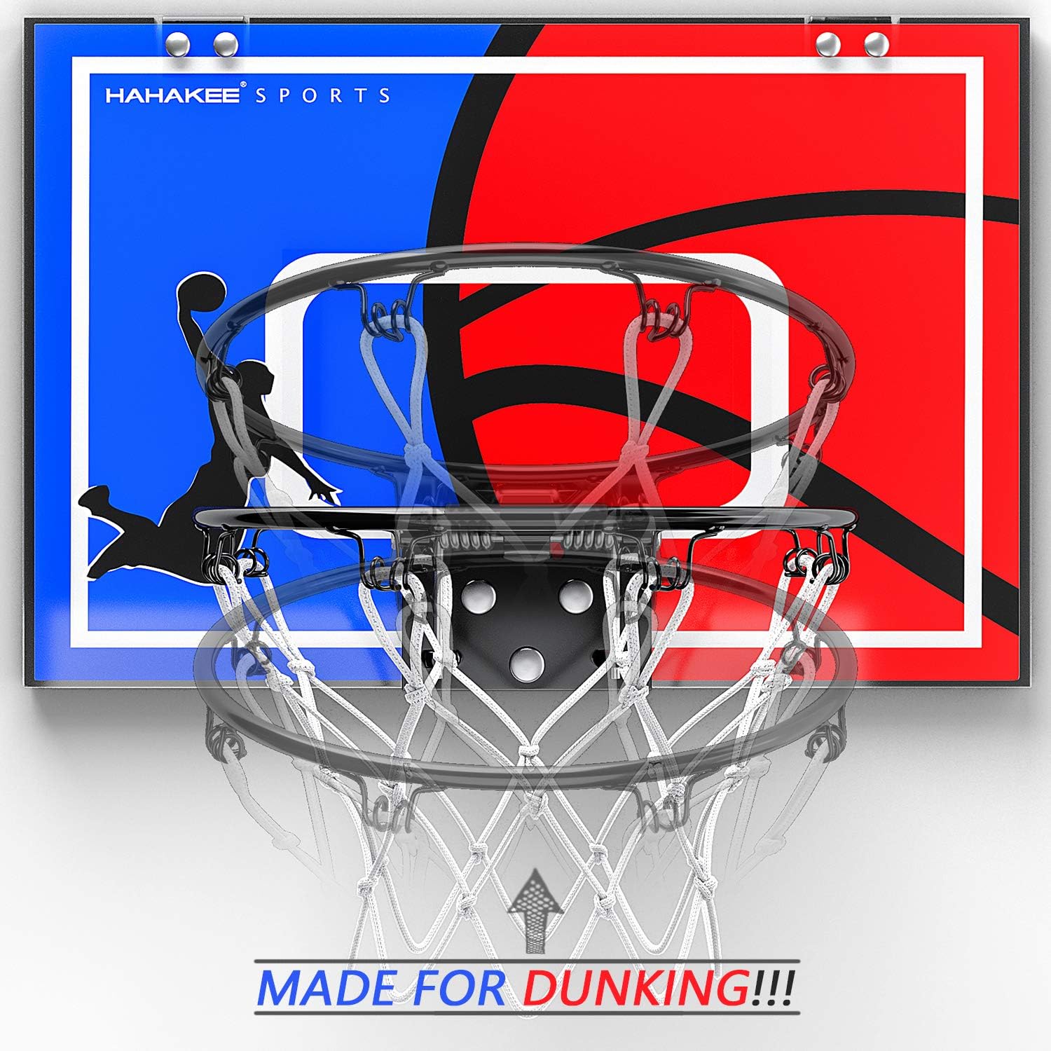 Hahakee Mini Basketball Hoop, Wall Mounted and Indoor Basketball Toys with Breakaway Steel Rim, Includes Mini Basketball and Hand Pump (16.5"x12") : Sports & Outdoors