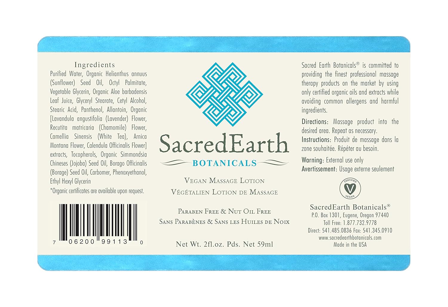 Sacred Earth Botanicals Massage Lotion 2oz (2-Pack) : Beauty