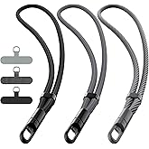 takyu Phone Lanyard, 3 Pack Adjustable Phone Wrist Strap Chain with Tether Tabs, 360°Rotating Wristlet Keychain Strap without Tangles for Cellphone Case Keys Women Men, Black, Dark Gray, Black-gray