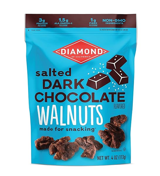 DIAMOND OF CALIFORNIA SALTED DARK CHOCOLATE WALNUT SNACK NUTS, 4 OZ.