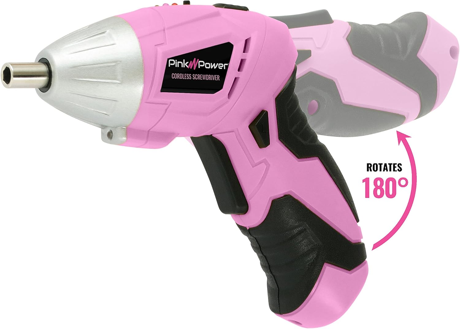 Pink Power PP481 3.6 Volt Cordless Electric Screwdriver Rechargeable Screw Gun & Bit Set for Women - LED light, Battery Indicator and Pivoting Head: Home Improvement