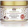African Pride Moisture Miracle Moroccan Clay & Shea Butter Heat Activated Masque - For Natural Coils & Curls, Detoxes & Softens, Removes Impurities & Product Build-Up from Hair 12 oz
