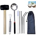 Coconut Opener Set for Young Coconut Opener Kit, Premium Food Safe Stainless Steel Coconut Opener Tool & Hammer – Coconut Mea