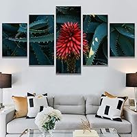 SIGNWIN 5 Panel Canvas Wall Art Red Fields for Home Decorations Ready to Hang - 60