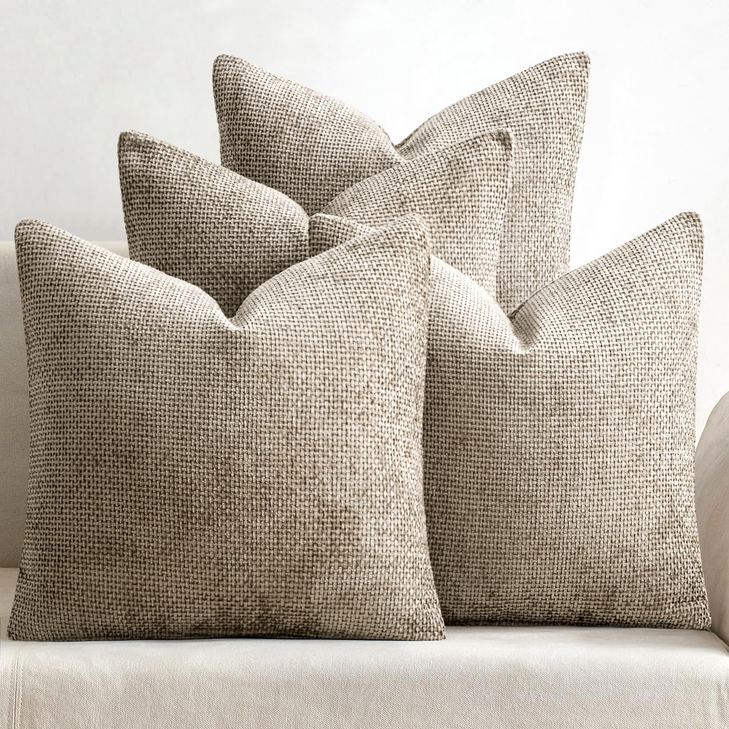 Photo 1 of MIULEE Pack of 4 Couch Throw Pillow Covers 20x20 Inch Khaki Soft Decorative Chenille Pillow Covers Farmhouse Accent Cushion Covers for Boho Home Decor Sofa Bedroom Living Room