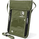 VENTURE 4TH Neck Wallet, RFID Blocking Passport Holder for Travel – Hidden Neck Pouch with 6 Compartments, Slim Lightweight Organizer with Adjustable Strap for Cash, Cards & Passport (Green)