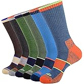 JOYNÉE Mens Crew Full Cushion Athletic Running Socks with Moisture Wicking Mid-Calf Casual Socks 6 Pack