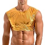 AMY COULEE Mens Metallic Crop Top Sexy Shiny Tank