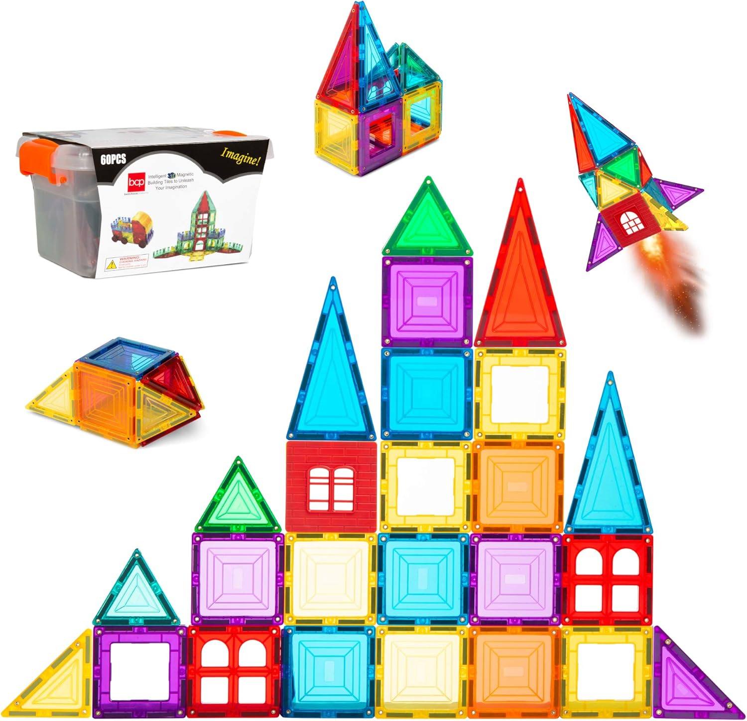 best choice products kids magnetic building block tiles toy set w