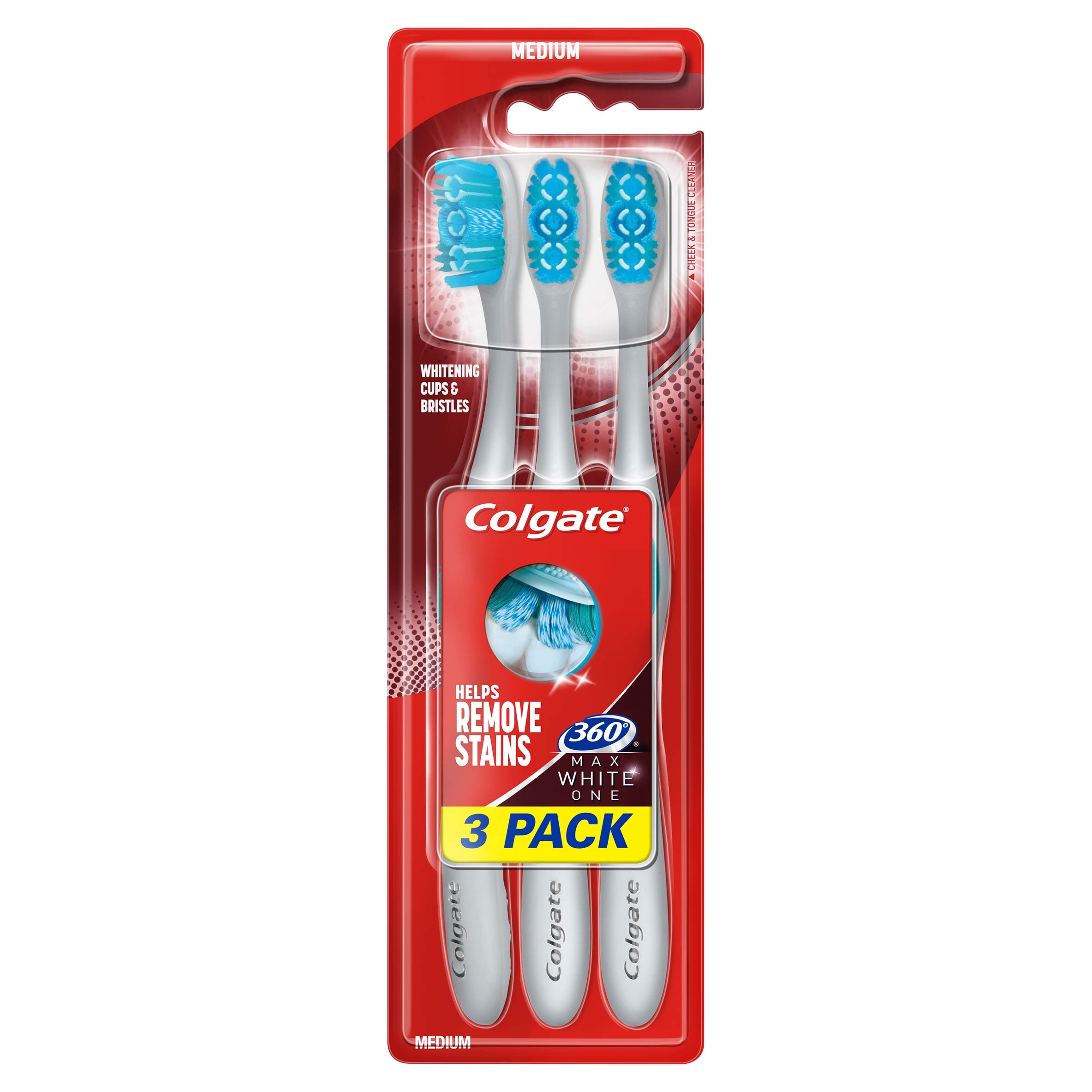 Colgate 360° Max White One Medium Toothbrush Triple Pack