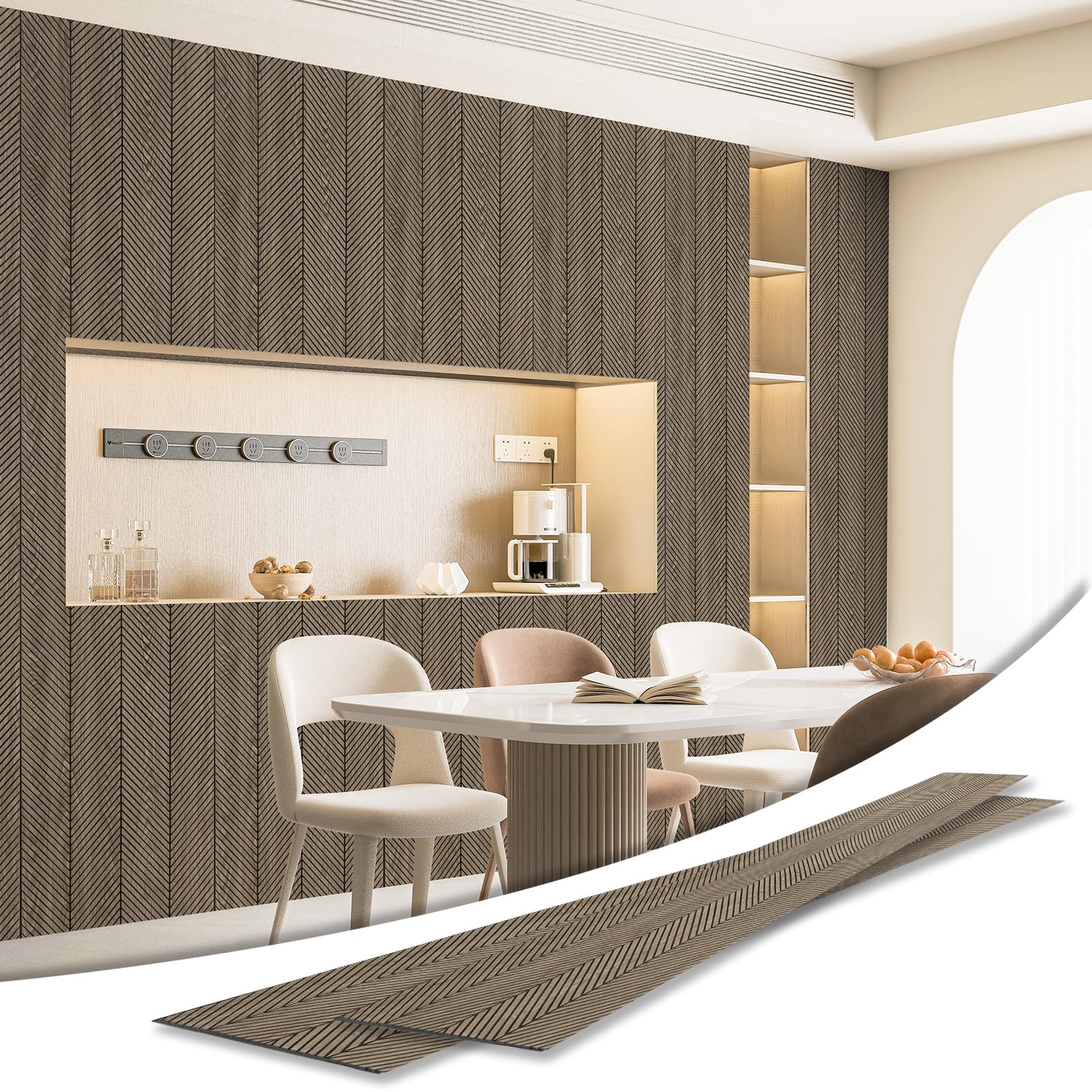Art3d 4-Pack Glue-On Herringbone Wainscoting Panel for Interior Wall ...