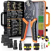 Ratchet Crimping Tool Kit with Crimper,18–14 AWG Wire Crimper, IP67 Waterproof Automotive Electrical Connectors 1/2/3/4/5 Pin
