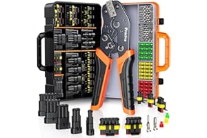 Ratchet Crimping Tool Kit with Crimper,18–14 AWG Wire Crimper, IP67 Waterproof Automotive Electrical Connectors 1/2/3/4/5 Pin