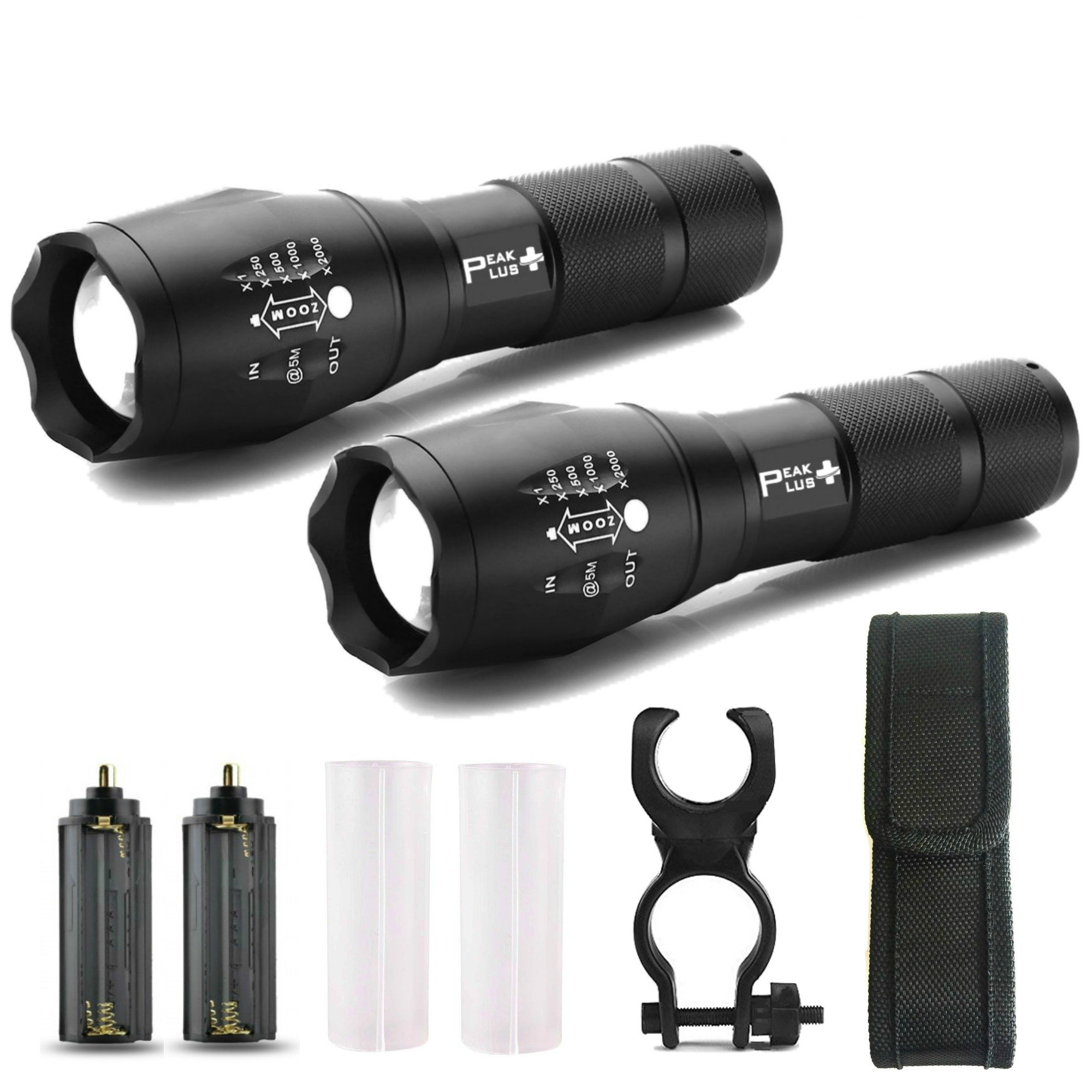 PeakPlus LED Tactical Flashlights High Lumens PFX1000 [2 Pack] Super