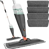 SwissPack Spray Mop for Floors with 4 Pads 600ml Refillable Bottle Grey