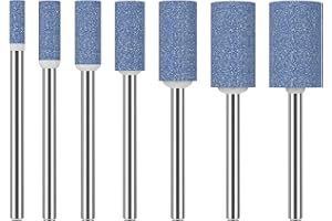HUHAO 7Pcs Different Shapes Head Grinding Stones Sets - 3mm Shank Abrasive Mounted Stone Grinding Wheel Head Mounted Grinding Point Stone Heads for Rotary Tools Grinding, Polishing,Sharpening
