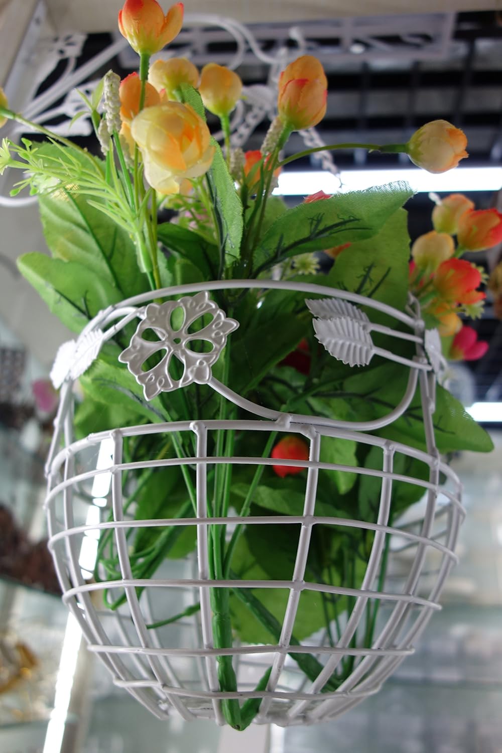 Amazon Com Decorative Dia 8 Inch Hanging Planter Shabby Chic Art Deco In Wrought Iron For Indoors And Out Doors Garden Outdoor