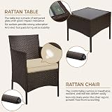 Yaheetech 3-Piece Rattan Garden Set Outdoor Patio Table Chairs Cushions Brown view 6