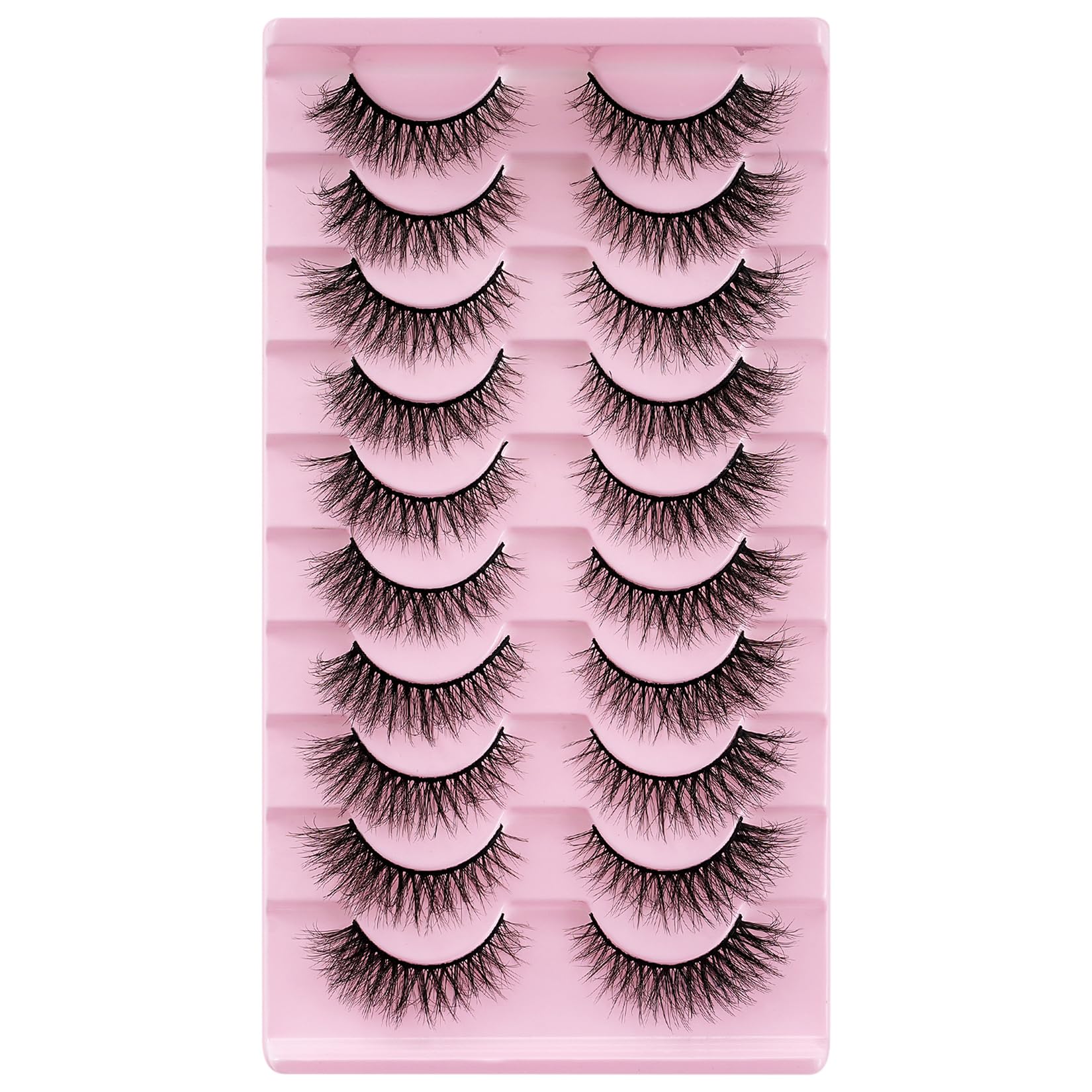 NPFVKSA False Eyelashes,10 Pairs 3D natural Wispy Lashes, Cat Eye Lashes,Soft and natural，Fluffy Thick And Soft (W55)