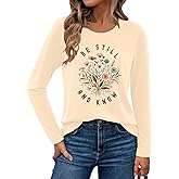 Christian Shirts for Women: Faith Over Fear T Shirt Religious Graphic Tee Bibel Verse Long Sleeve Tops