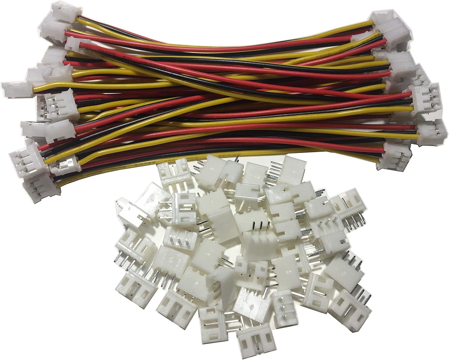 LATTECH 20 PCS 3 PIN JST PH Female Connector on Both Side - 100mm 1007 26 AWG & 40 PCS JST 3 PIN PH Male Connector