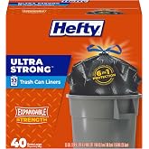 Hefty Ultra Strong 33 Gallon Trash Bags, Black, Unscented, 40ct | 33G Extra Large Trash Bags with Drawstrings, Resists Leaks, Punctures, Tears, Party Cleanup, Donations, Storage, Multipurpose