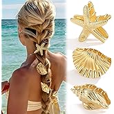 3PCS Metal Hair Clips, Gold Starfish Hair Clips for Women Girls, Small Claw Clips for Summer Holiday, Seashell Headwear Styling Tools for Mermaid Halloween Beach Costume