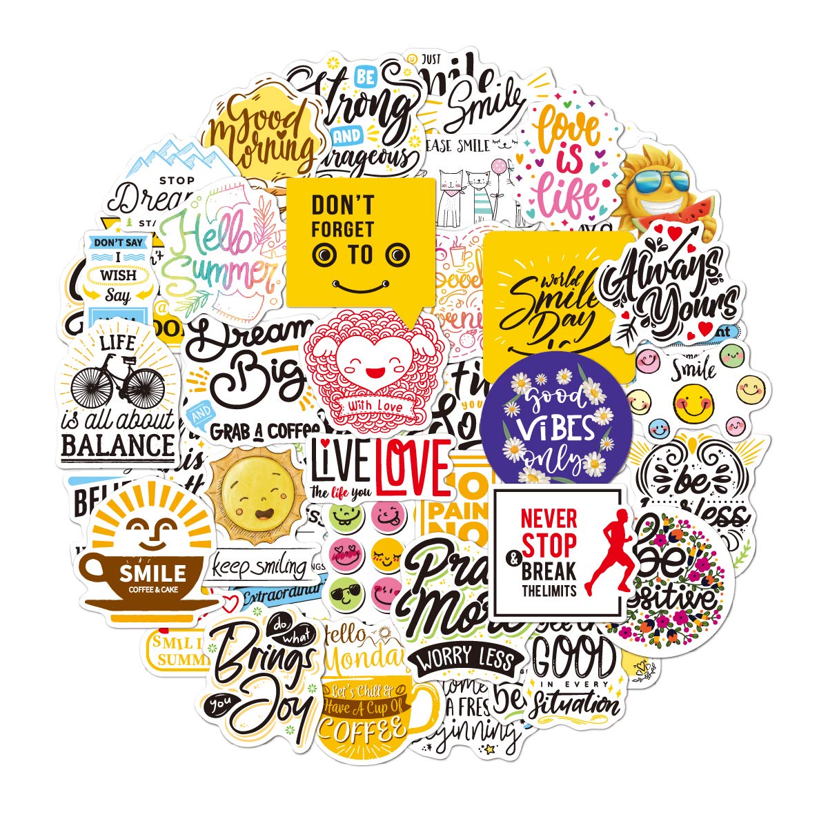 Se7enline 50 pcs Stickers, Waterproof Decals for Laptop Guitar Travel Case Water Bottle Car Luggage Bike Sticker Graffiti English Personalise Stickers …