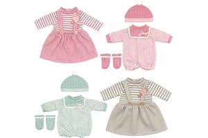 AK KYC 4 Sets Baby Doll Clothes for 14-18 Inch Girldolls - 8pc American Doll Clothes & Accessories: Jumpsuits, Hats, Long Sleeves Dresses, Socks