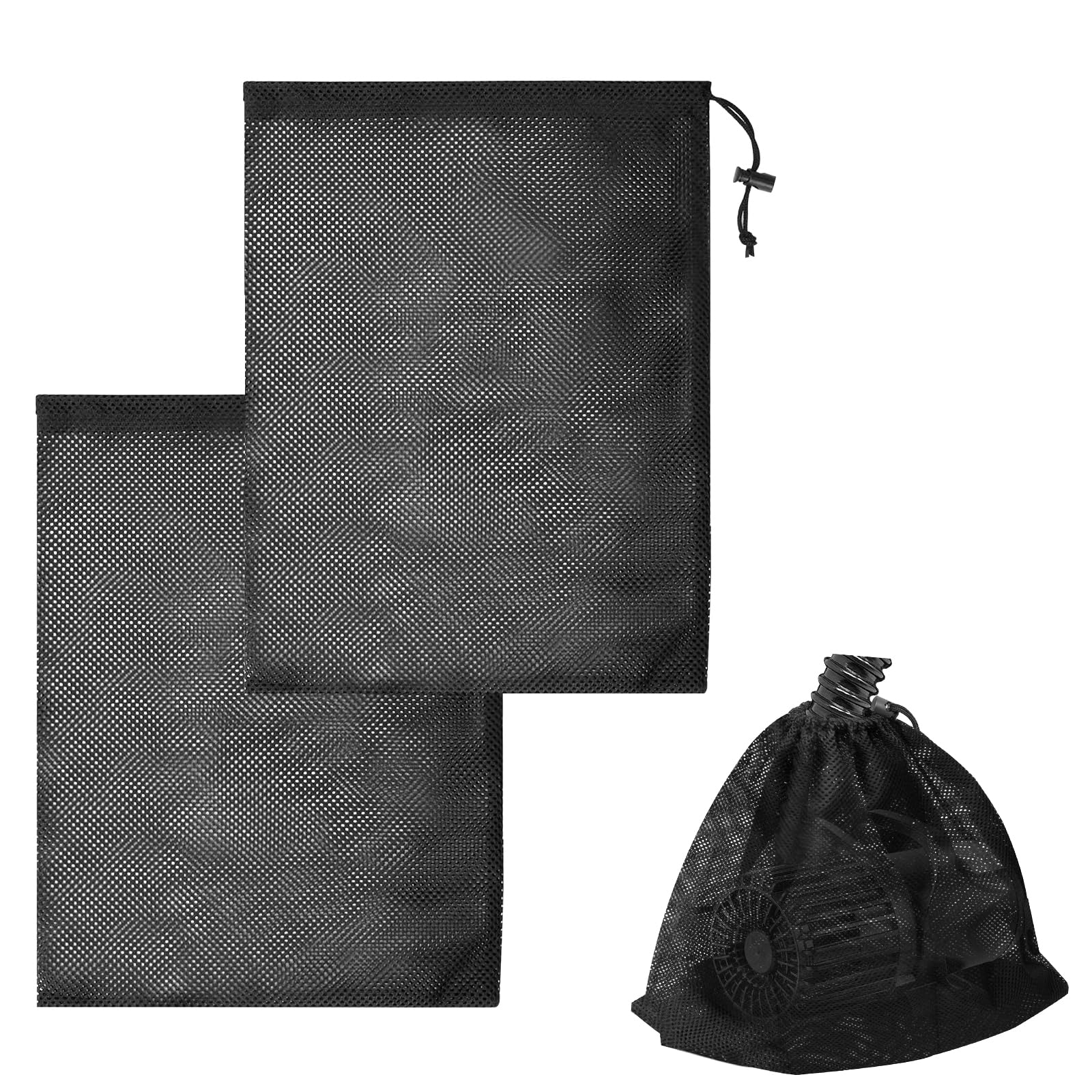 LICQIC Water Pump Bag, Pond Filter Mesh, Water Filter Net Cover with Drawstring, 2 Pcs 41 x 31 cm, Black