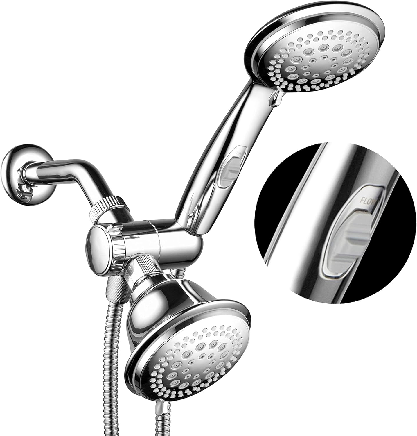 HotelSpa Ultra Luxury 42 Setting Shower Head/Handheld Shower Combo with Patented ON/OFF Pause Switch and 5-7 Foot Stretchable Stainless Steel Hose/Premium Chrome