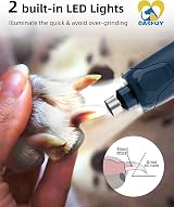 Casfuy Dog Nail Grinder Quiet 6-Speed 3 Ports LED Lights Rechargeable view 4