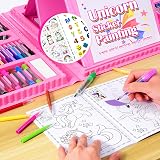HappyGoLucky Unicorn Art Set for Girls 3-12 Yrs - 208 Pc Coloring Pencils view 5