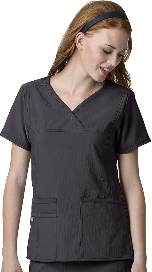 Amazon Com Wonderwink Women S Scrubs Four Way Stretch Y Neck Top Medical Scrubs Shirts Clothing