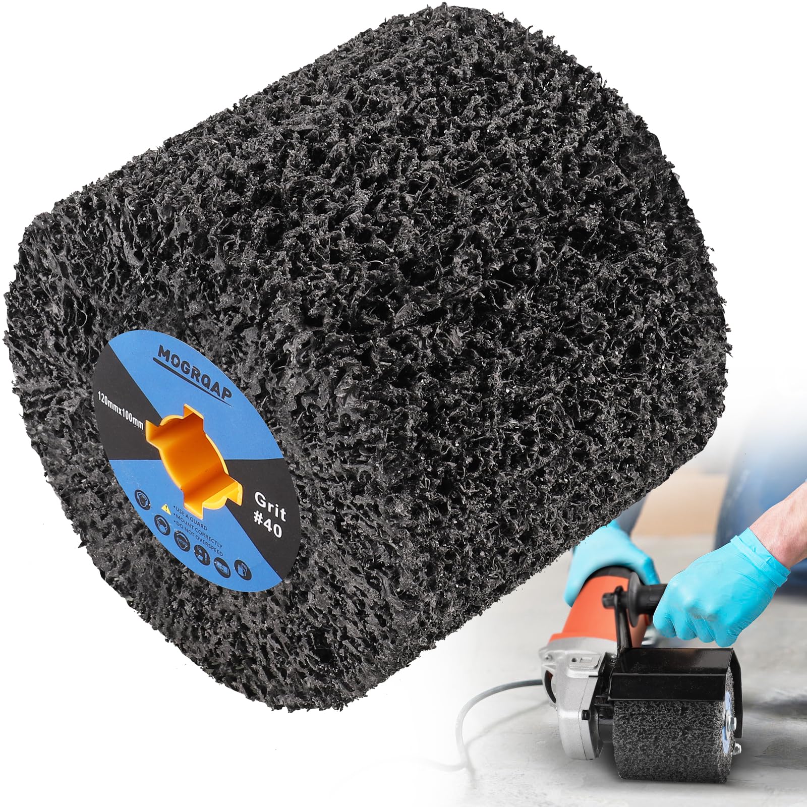 MOGRQAP Polishing Drum, 40 Grit 120 x 100 x 19 mm Abrasive Drawing Drum Silicon Carbide Burnishing Polishing for Metal Wood Surface Polishing