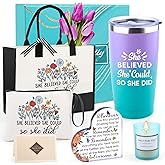 Graduation Gifts for Her, Congratulations Gifts for Women She Believed She Could So She Did Canvas Tote Bag Tumbler, Gift for Girl College Master High School phd Inspirational Valentines Day Gift