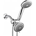 DreamSpa 36-setting 3-way Shower Head – Removable Shower Wand and Fixed Shower Combination – 5-foot Flexible Steel Hose, Tool-Free Installation, Gray Face, Chrome Finish