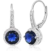 Mia Sarine 925 Sterling Silver Cubic Zirconia Halo Lever Back Dangle Bridal Earrings for Women
