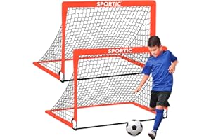 SPORTIC 2 Pack 4' x 3' Soccer Goal Net Set, Pop Up Kids Practice Soccer Goals for Indoor and Outdoor.Portable Soccer Net with Carrying Bag & Ground Pegs, Perfect for Backyard, Field, Court