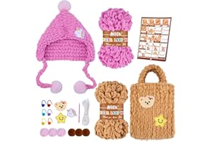AHCo. Finger Loop Yarn Crafts Kit for Girls & Beginners, Soft Chunky Yarn for Hand Knitting, Great Birthday & Handmade Gifts - Create A Scarf, Hat, or Bag