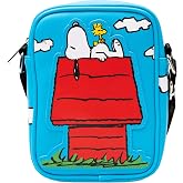 Peanuts Bag, Crossbody, The Secret of Life Snoopy and Woodstock Dog House Pose, Blue, Vegan Leather
