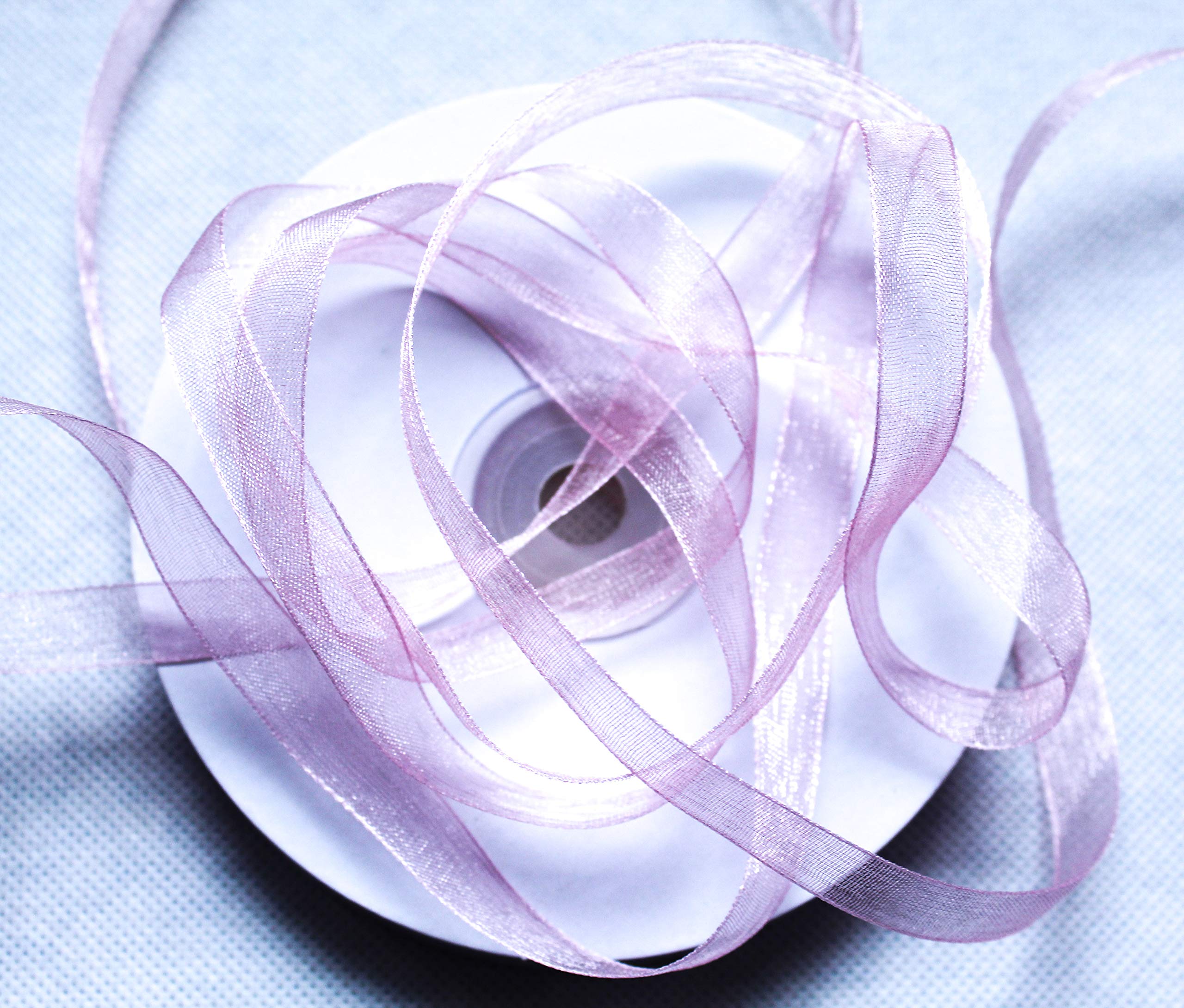 CaPiSo 10 mm Organza Ribbon Gift Ribbon Chiffon Ribbon Organza (Dark Pink, 50 m)