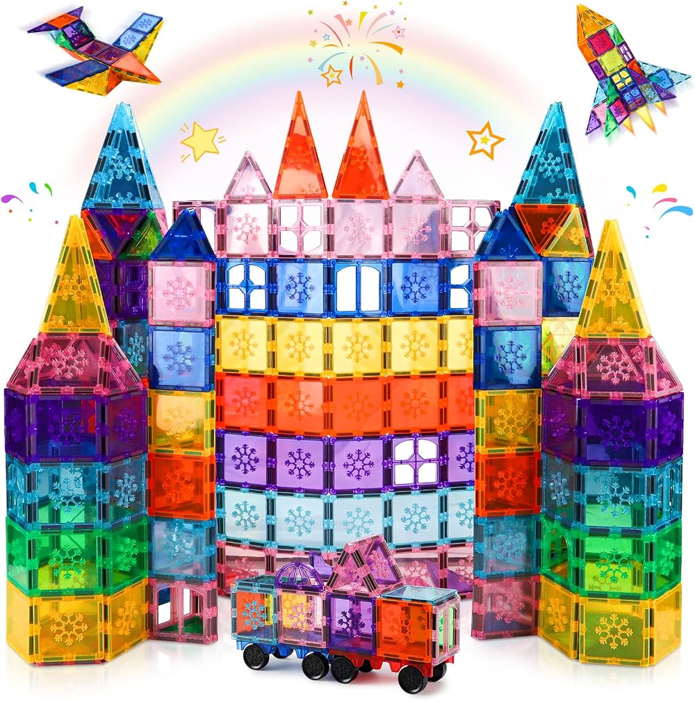 Xekel 100Pcs Magnetic Tiles STEM Building Blocks Educational Toys