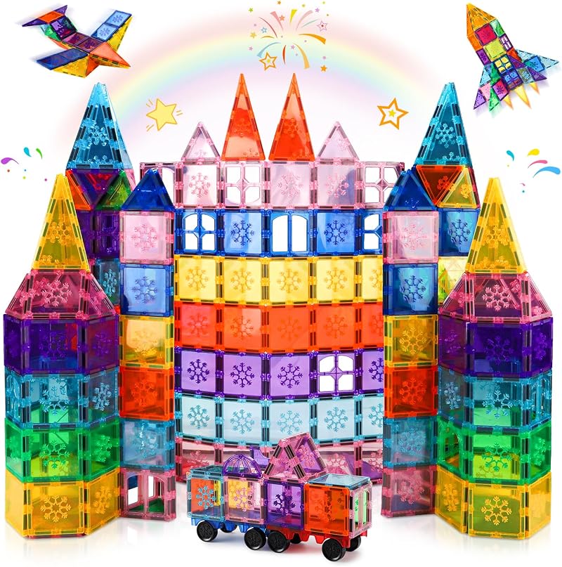 Xekel 100Pcs Magnetic Tiles STEM Building Blocks Educational Toys