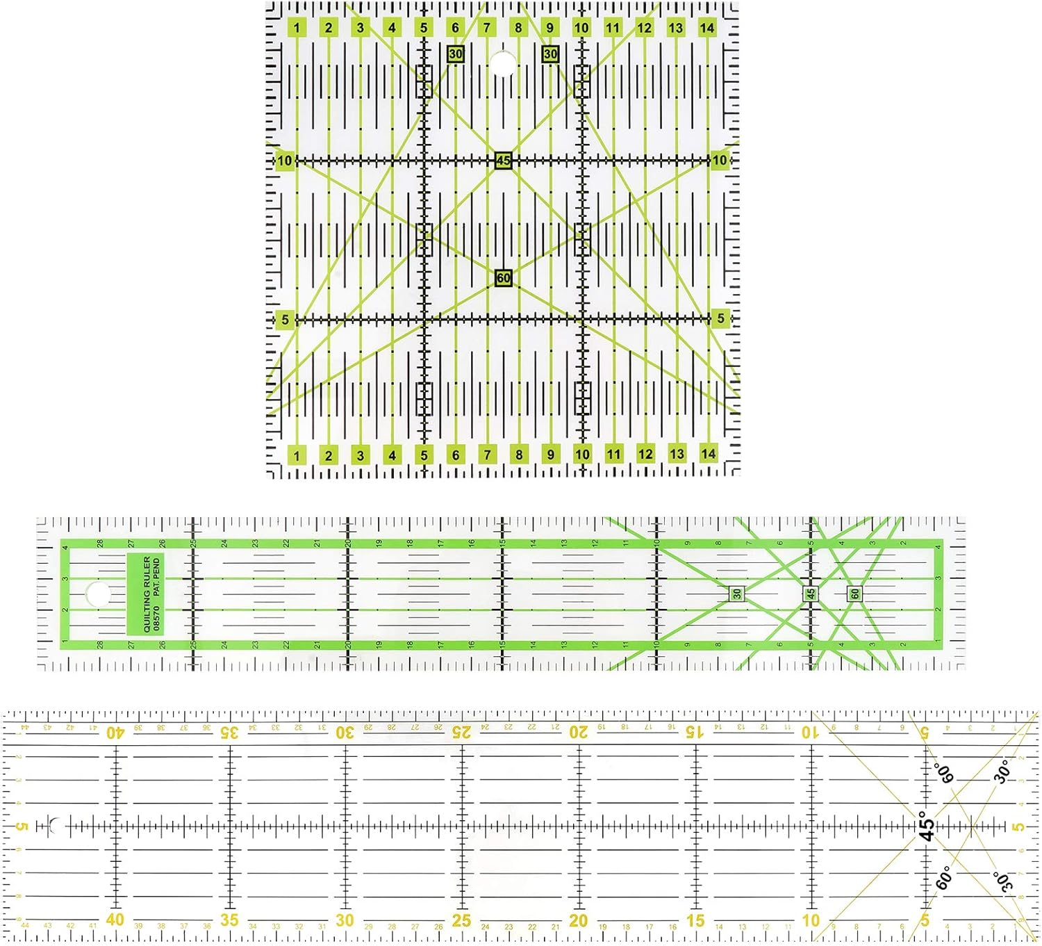 IPOTCH 3er Patchworks Lineal Nähen DIY Schneiderlineal Rollschneider-Lineal aus Kunststoff